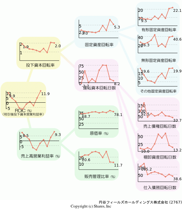 円谷フィールズホールディングス株式会社の経営効率分析(ROICツリー)