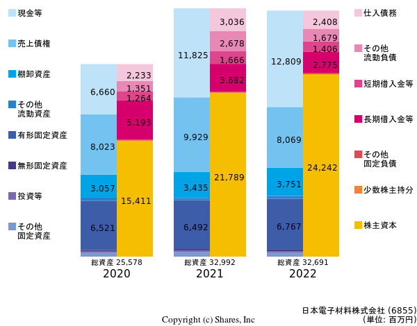 日本電子材料株式会社の貸借対照表